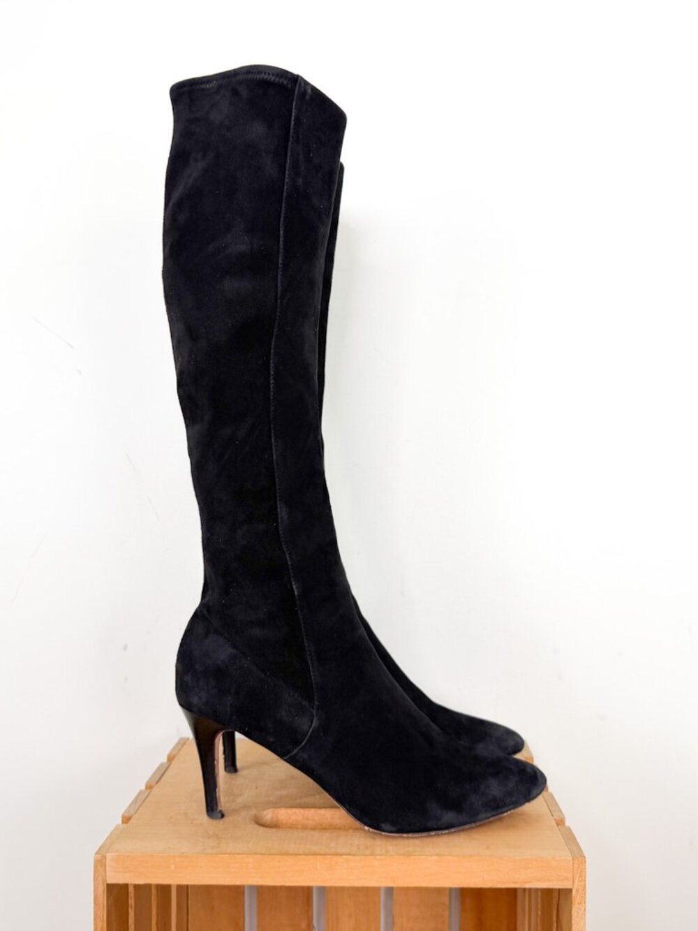 Cole Haan Black Suede Leather Tall Knee High Pointed Toe Boots Size 10